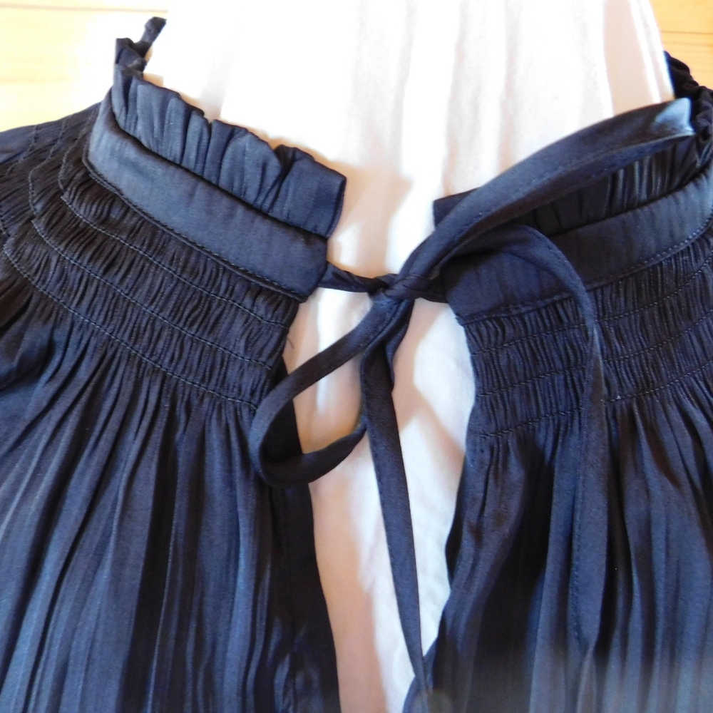 Elegant Navy Pleated Blouse